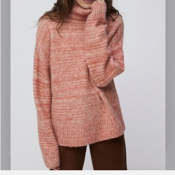 Zara Wool Alpaca Blend Soft Knit Sweater Oversized Heather Orange Size S - Picture 4 of 13